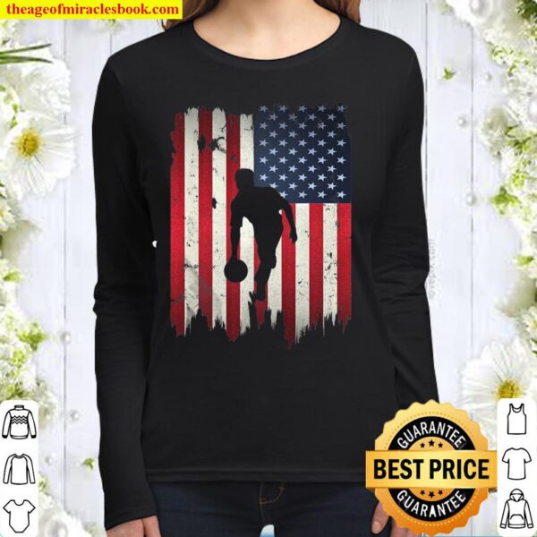 Bowling Usa American Flag 4Th Of July Patriotic Bowler Gift Women Long Sleeved