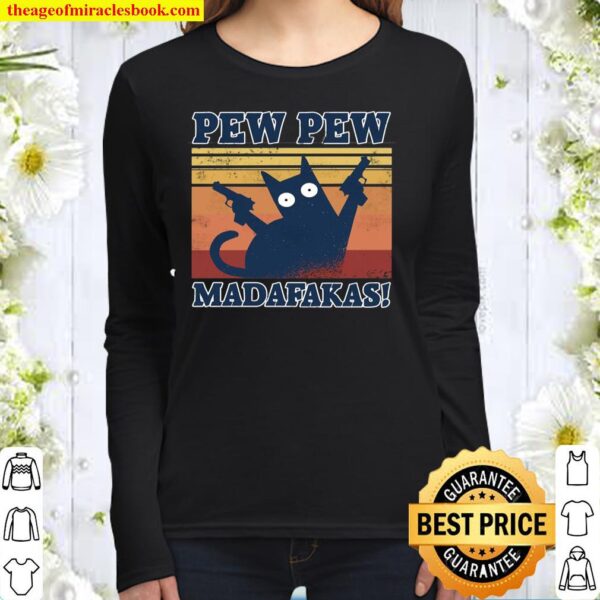 Cat Pew Madafakas Vintage Crazy Cat New Funny Graphic Women Long Sleeved