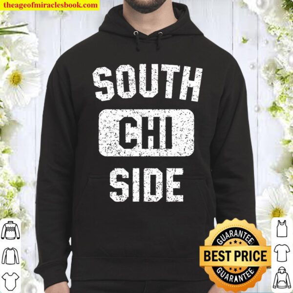 Chicago South Side Gym Style Distressed White Print Hoodie