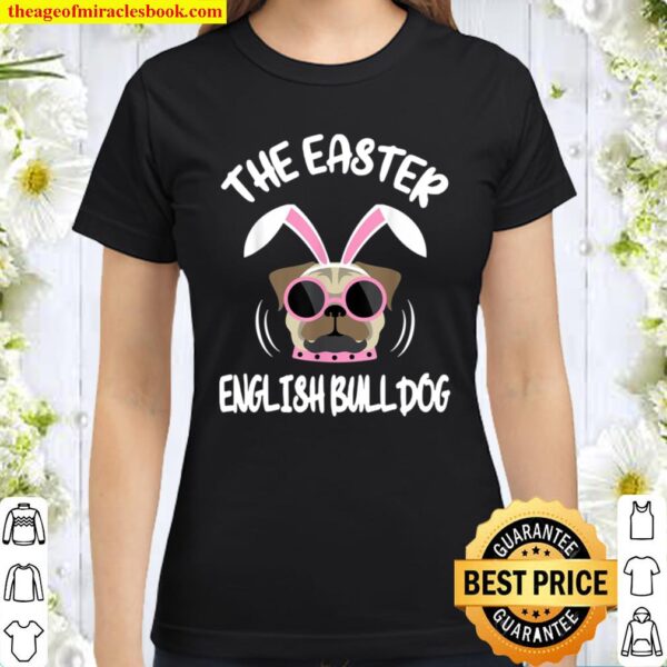 Cute Bunny French Bulldog Easter Eggs Classic Women T-Shirt