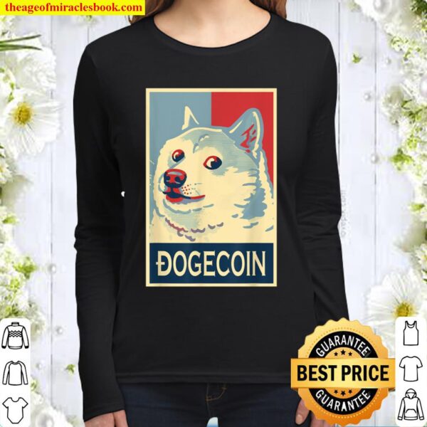 Dogecoin Shirt Doge Coin To The Moon Cryptocurrency Gifts Women Long Sleeved