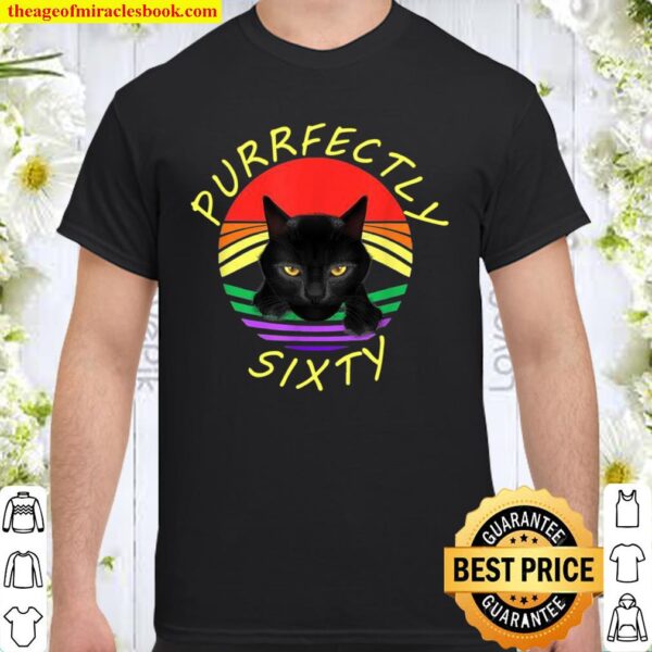 Funny 60th Birthday Gag 1961 Black Cat Rainbow Bright Shirt