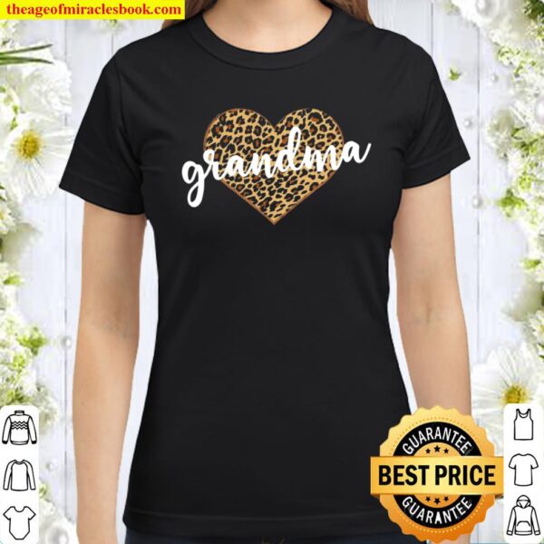 Grandma Leopard Print Heart Cute Gift Classic Women T-Shirt
