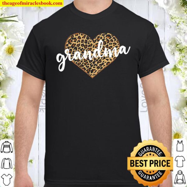 Grandma Leopard Print Heart Cute Gift Shirt