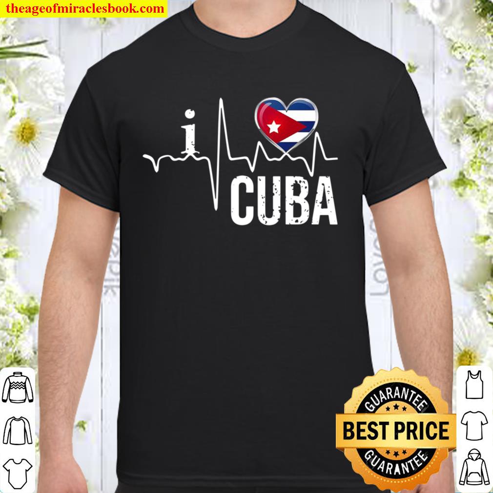 I Love Cuba Heartbeat Flag For Cuban Pride Gift hot Shirt, Hoodie, Long Sleeved, SweatShirt