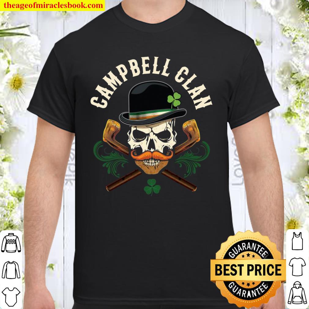 Irish Family Campbell Clan Biker Skull with Shamrock limited Shirt, Hoodie, Long Sleeved, SweatShirt