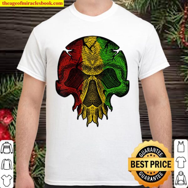 Jamaica Reggae Skull, Cool Jamaican Flag Reggae Skull Raglan Baseball Shirt