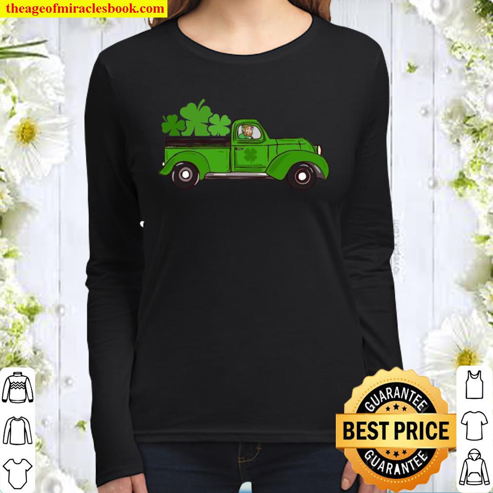 Leprechaun Riding Green Truck St. Patrick’s Day Women Long Sleeved