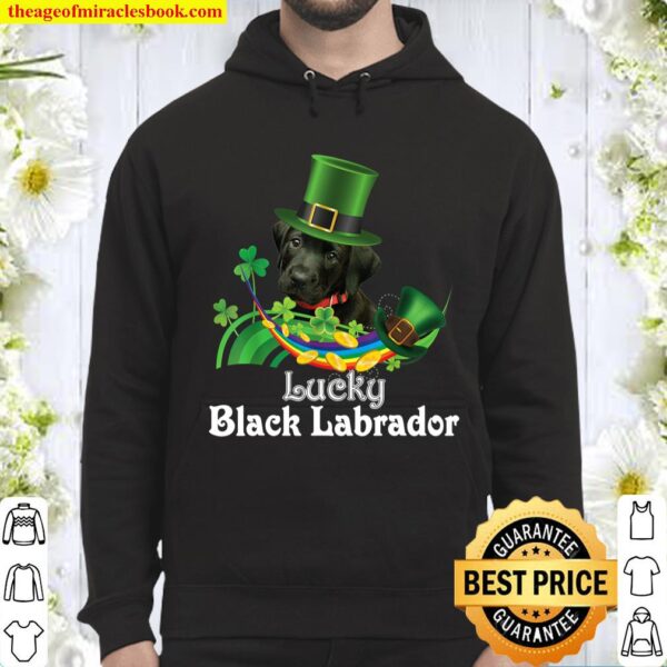 Lucky Black Labrador Dog Leprechaun Shamrock St. Patrick Day Hoodie