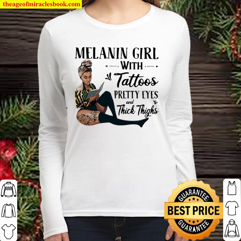 Melanin Girl With Tattoos Pretty Eyes And Thick Thighs Women Long Sleeved
