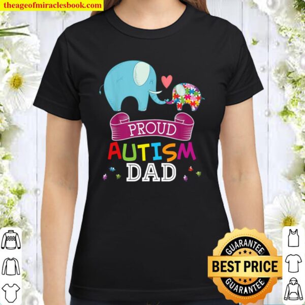 Proud Autism Dad Autistic Day Awareness Rainbow Puzzle Classic Women T-Shirt