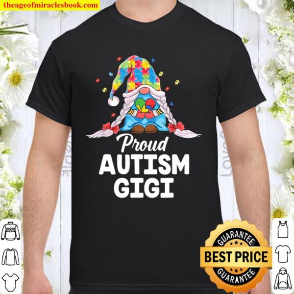 Proud Autism GIGI Puzzle Piece cute gnomes Autism Awareness Shirt