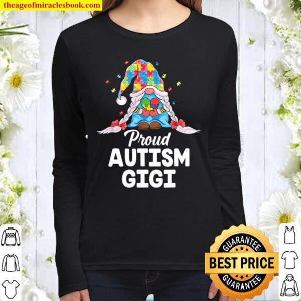 Proud Autism GIGI Puzzle Piece cute gnomes Autism Awareness Women Long Sleeved
