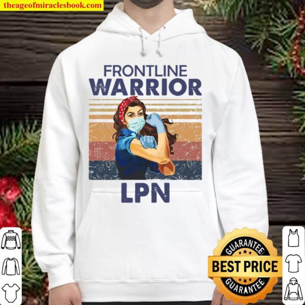 Retro Strong Woman Face Mask Frontline Warrior LPN Vintage Hoodie