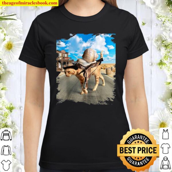 Snail Riding Cowboy Cat Classic Women T-Shirt