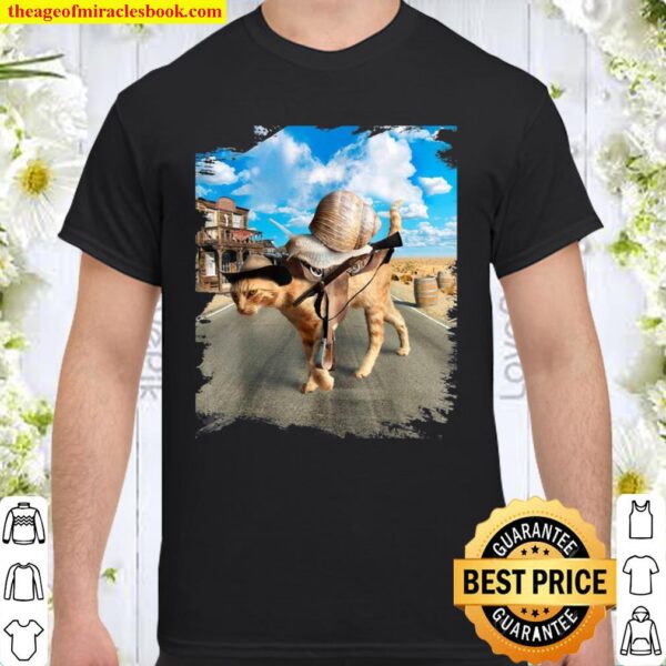 Snail Riding Cowboy Cat Shirt