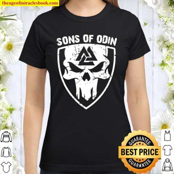Sons Of Odin With Valknut Back Skull Classic Women T-Shirt