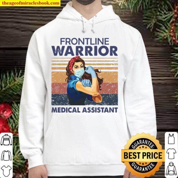 Strong Woman Face Mask Frontline Warrior Medical Assistant Vintage Hoodie