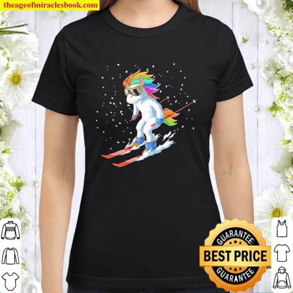 Unicorn usa ski resort 80s retro Classic Women T-Shirt