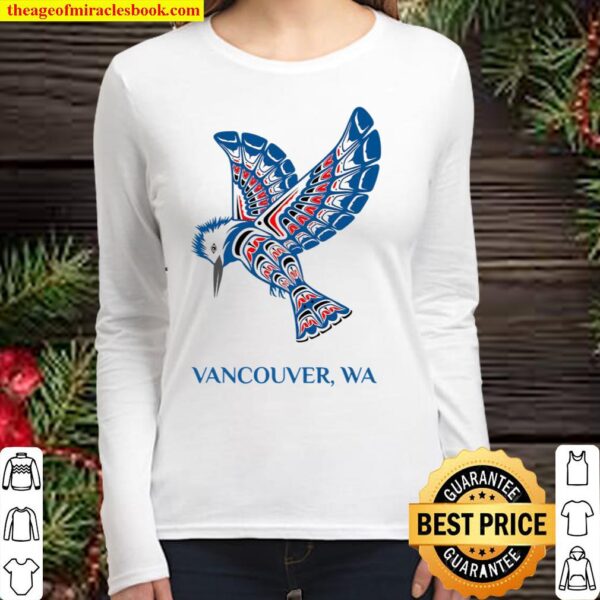 Vancouver Washington Native American Kingfisher Bird Women Long Sleeved