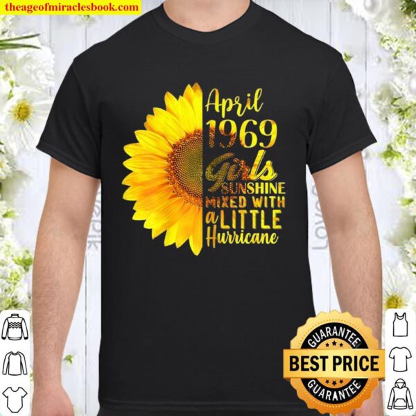 Womens April Girls 1969 Sunflower 52nd Birthday Shirt