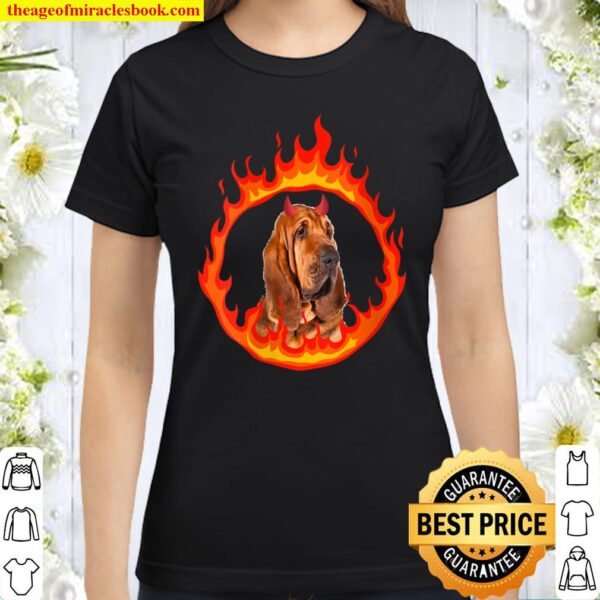 Womens Devil Dog Bloodhound V-Neck Classic Women T-Shirt