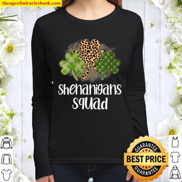 Womens Shenanigans Squad St. Patrick’s Day Leopard Print Women Long Sleeved