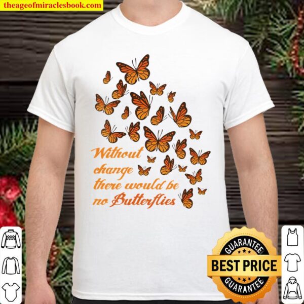 Womens Without Change No Butterflies Monarch Butterfly V-Neck Shirt