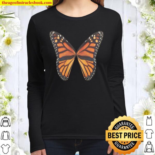 large butterflies with orange and black wings Women Long Sleeved
