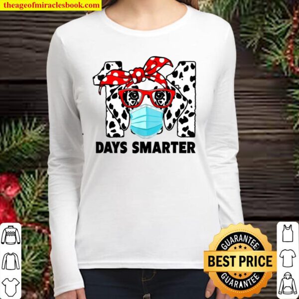 101 Days Smarter Dalmatian Dog Face Mask 100Th Day Of School Women Long Sleeved