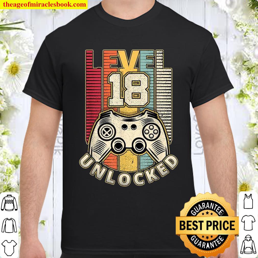 18. Geburtstag Level 18 Jahre retro Gamer Geschenk new Shirt, Hoodie, Long Sleeved, SweatShirt