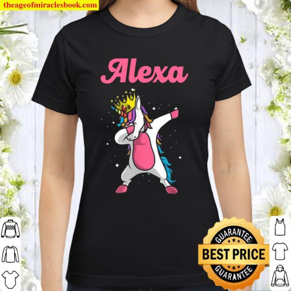 ALEXA Name Personalized Birthday Dabbing Unicorn Queen Classic Women T-Shirt