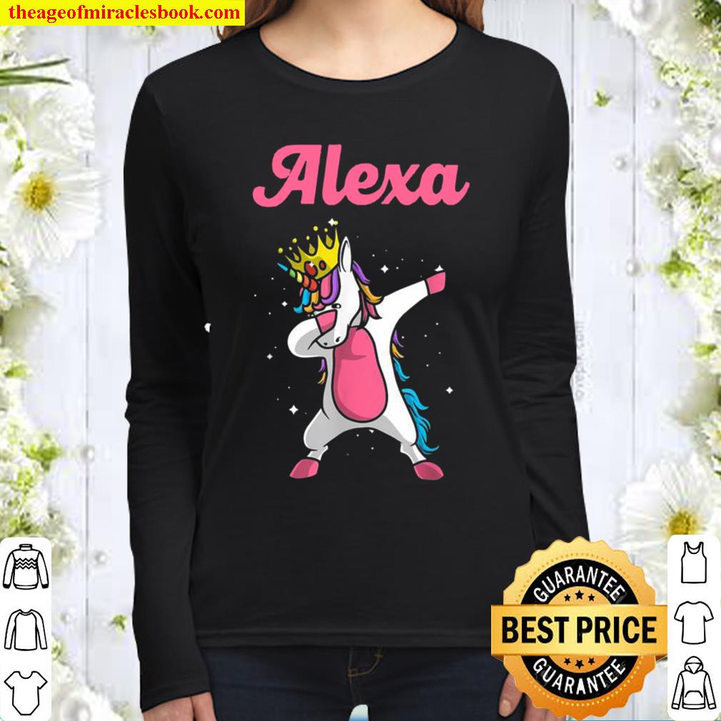 ALEXA Name Personalized Birthday Dabbing Unicorn Queen Women Long Sleeved