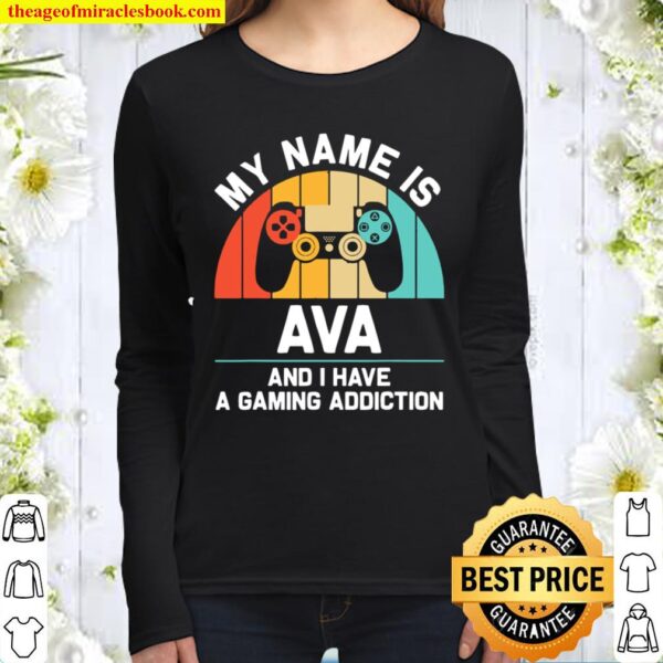 AVA Name Personalized Gaming Geek Birthday Women Long Sleeved