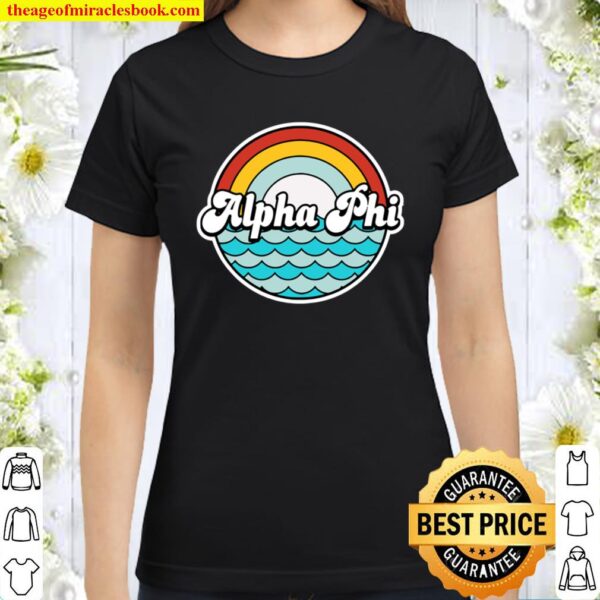 Alpha Phi Waves And Rainbow Classic Women T-Shirt