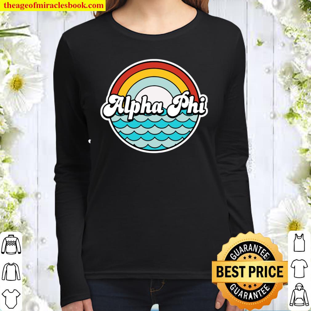 Alpha Phi Waves And Rainbow Women Long Sleeved