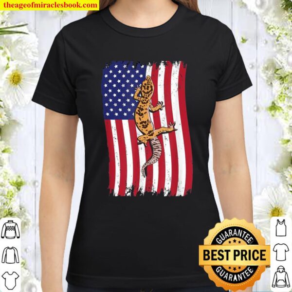 American Flag Leopard Gecko Classic Women T-Shirt