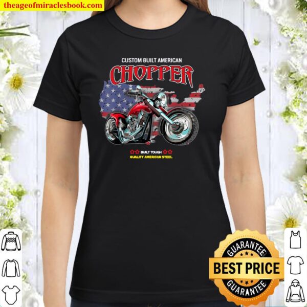 American Red Chopper Motorcycle Custom Built USA Steel Classic Women T-Shirt