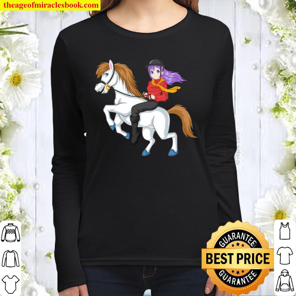 Anime Girl Horse Rider Horseriding _n Girls Women Long Sleeved