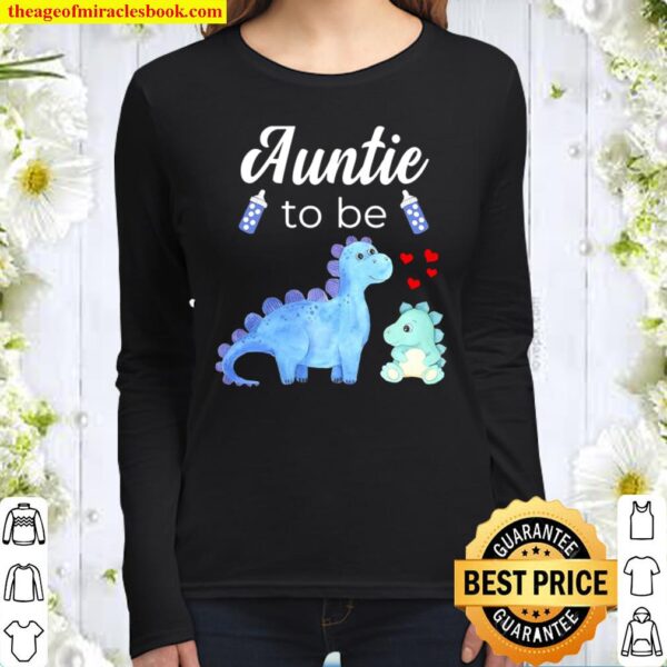 Auntie To Be Dinosaur Baby Shower For Boy Women Long Sleeved