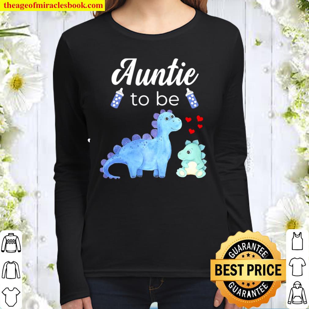 Auntie To Be Dinosaur Baby Shower For Boy Women Long Sleeved