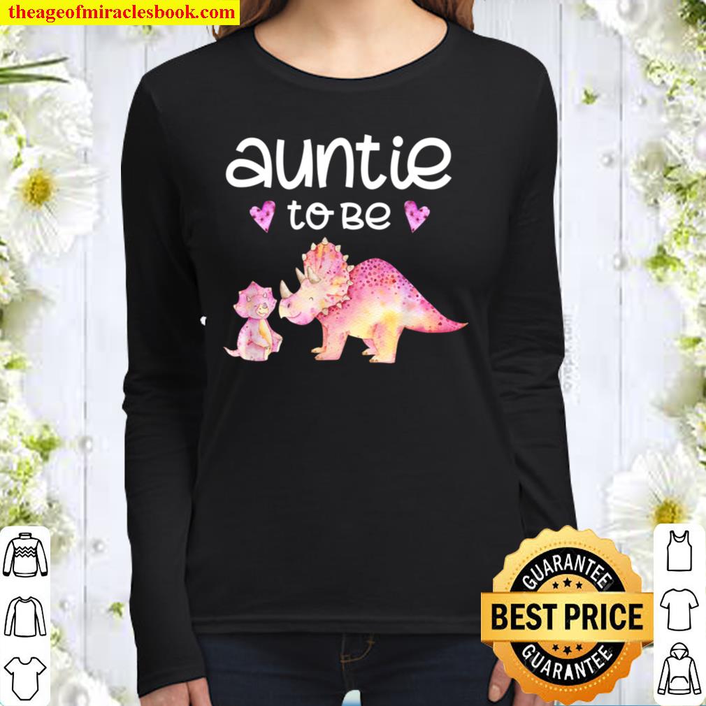 Auntie To Be Dinosaur Baby Shower For Girl Women Long Sleeved