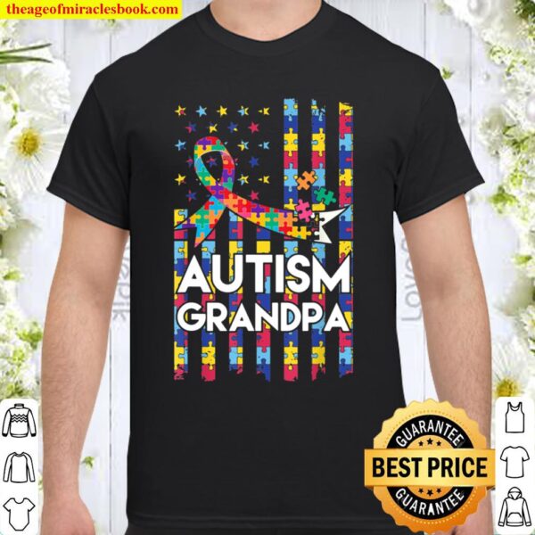 Autism Grandpa Vintage US Flag Essential Shirt