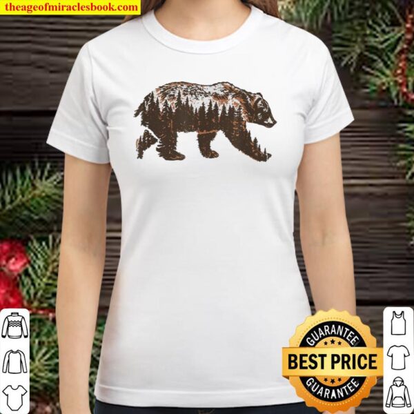 Bear of a Forest Vintage Grizzly _ Trees Illustration Nature Classic Women T-Shirt