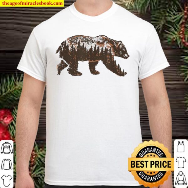 Bear of a Forest Vintage Grizzly _ Trees Illustration Nature Shirt