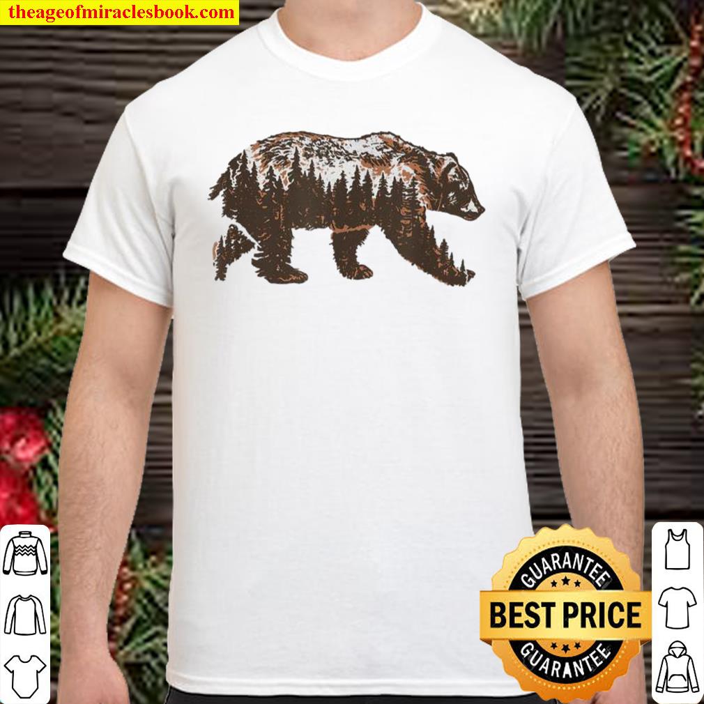 Bear of a Forest Vintage Grizzly & Trees Illustration Nature Shirt, hoodie, tank top, sweater
