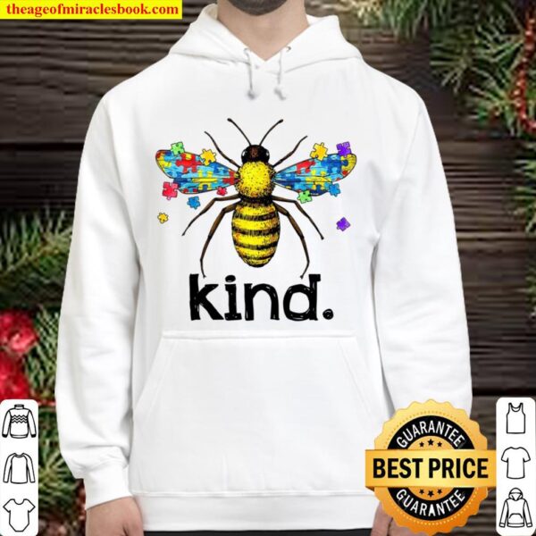 Bee Kind Puzzle Pieces Autistic Support Autism Awareness Hoodie