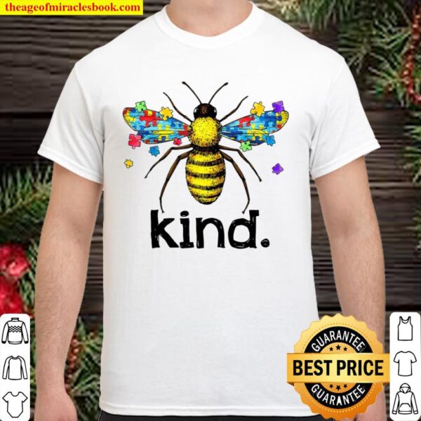 Bee Kind Puzzle Pieces Autistic Support Autism Awareness Shirt