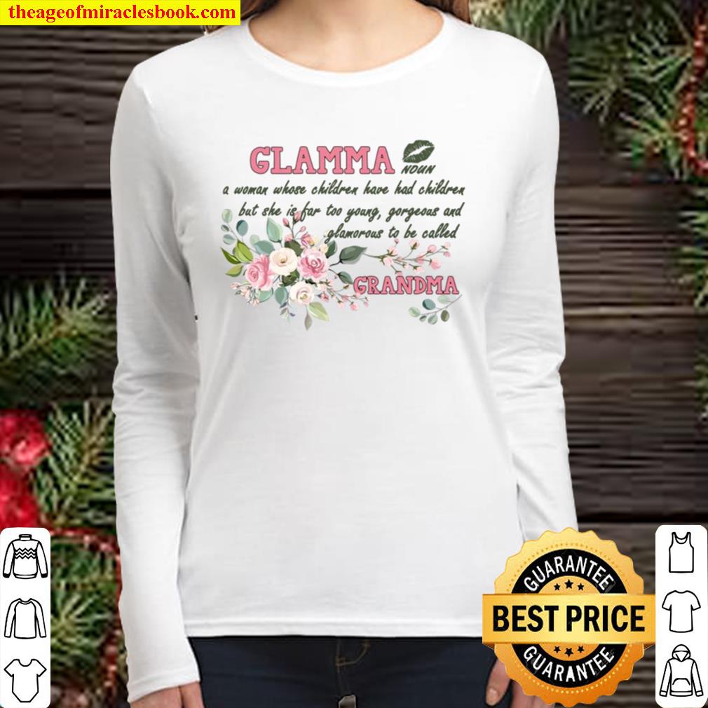 BeeKai Glamma T-Shirt - Funny Shirt for Grandma Women Long Sleeved