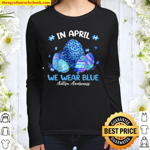 Blue Leopard Eggs Easter In April We Wear Blue Autism Kids Women Long Sleeved